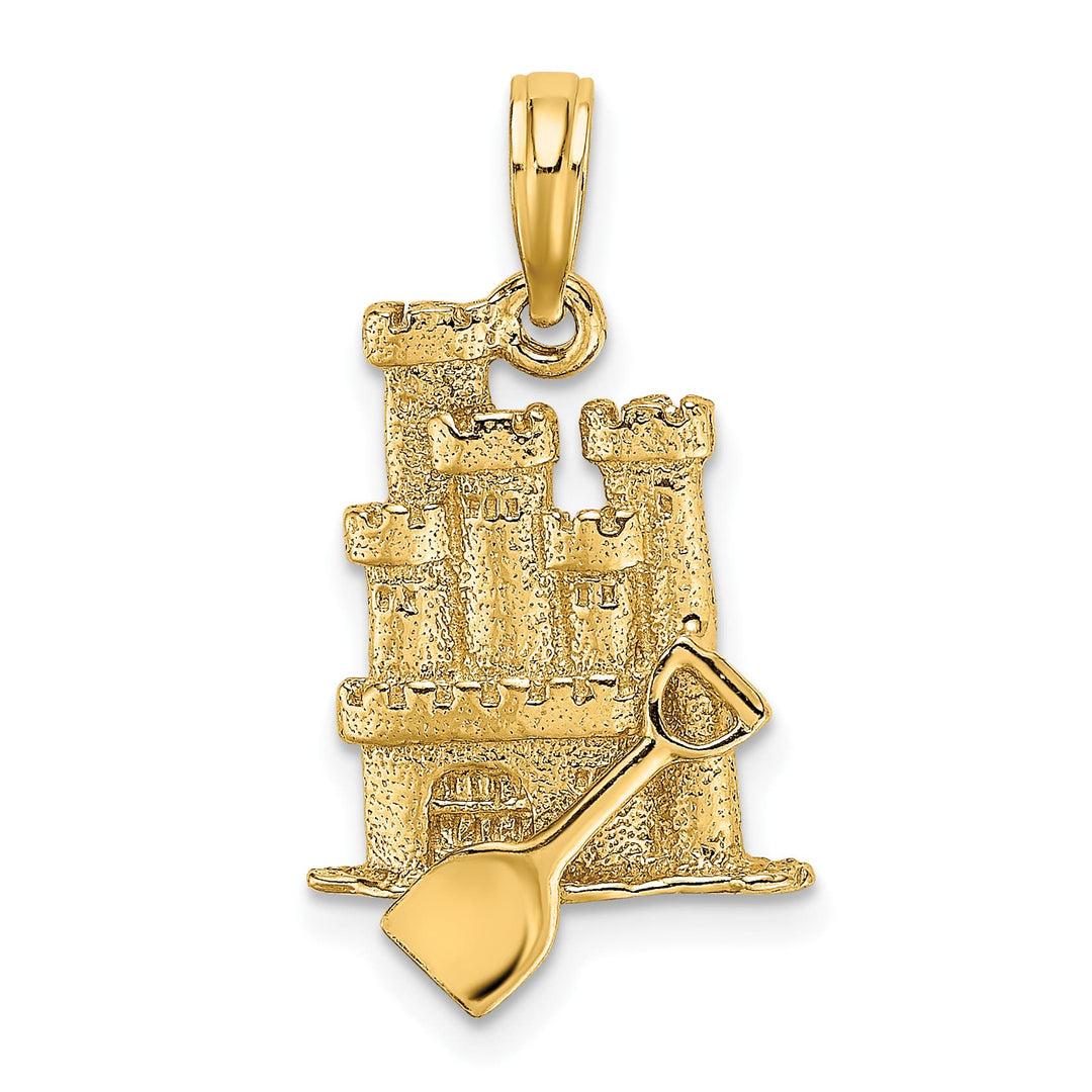 10K Yellow Gold 3-D Sand Castle with Shovel Charm