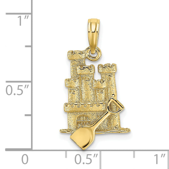 10K Yellow Gold 3-D Sand Castle with Shovel Charm