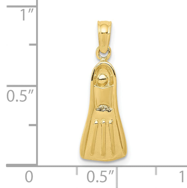 10K Yellow Gold 3-D Scuba Flipper Pendant