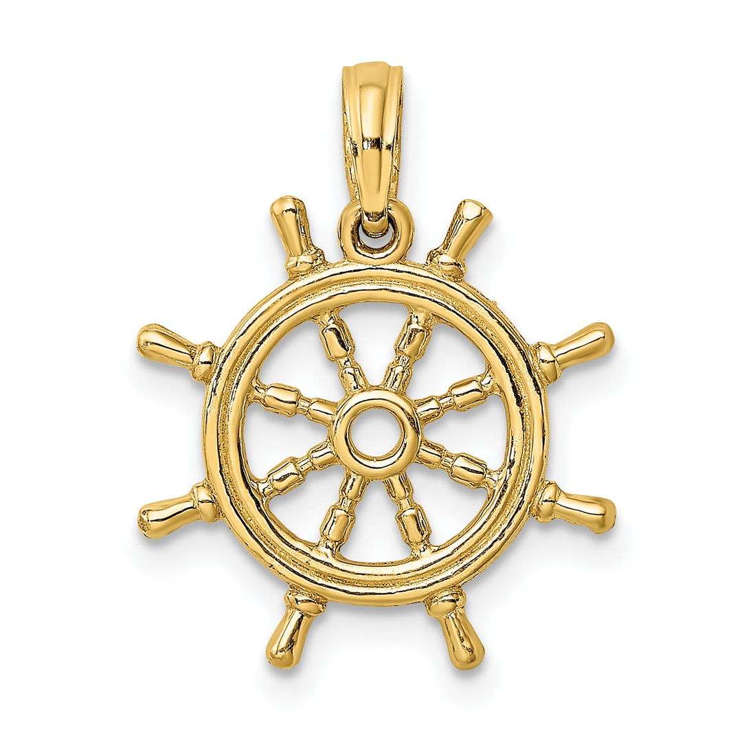 10K Yellow Gold 3-D Ships Wheel Charm