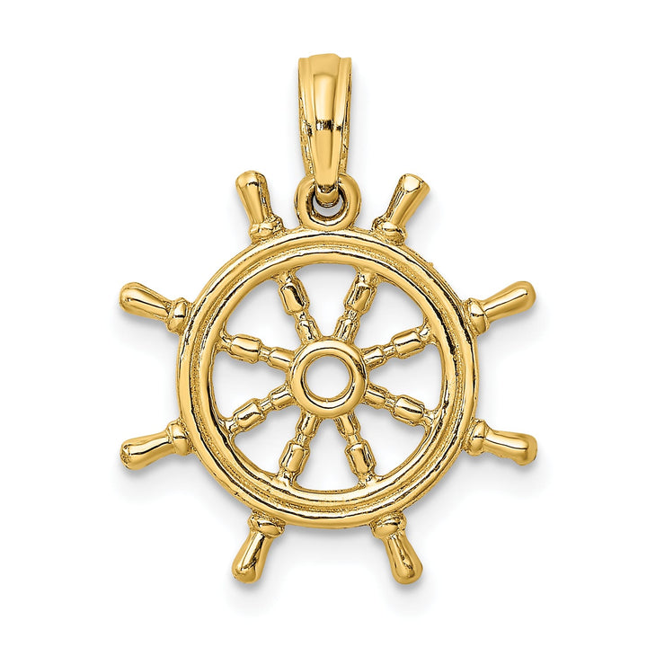 10K Yellow Gold 3-D Ships Wheel Charm