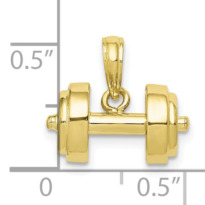 10K Yellow Gold 3-D Single Barbell Pendant