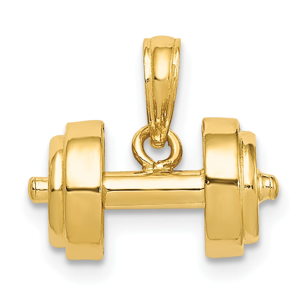 10K Yellow Gold 3-D Single Barbell Pendant