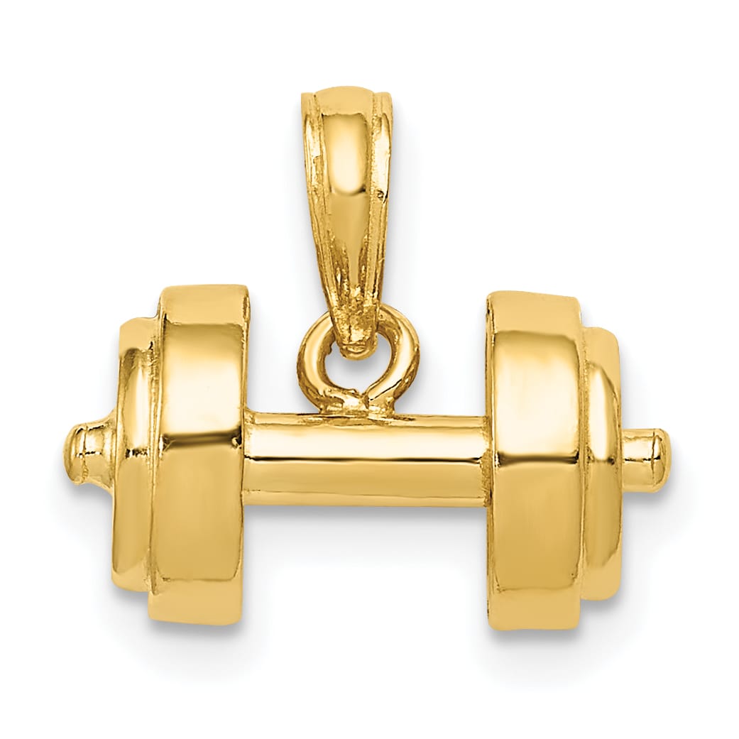 10K Yellow Gold 3-D Single Barbell Pendant