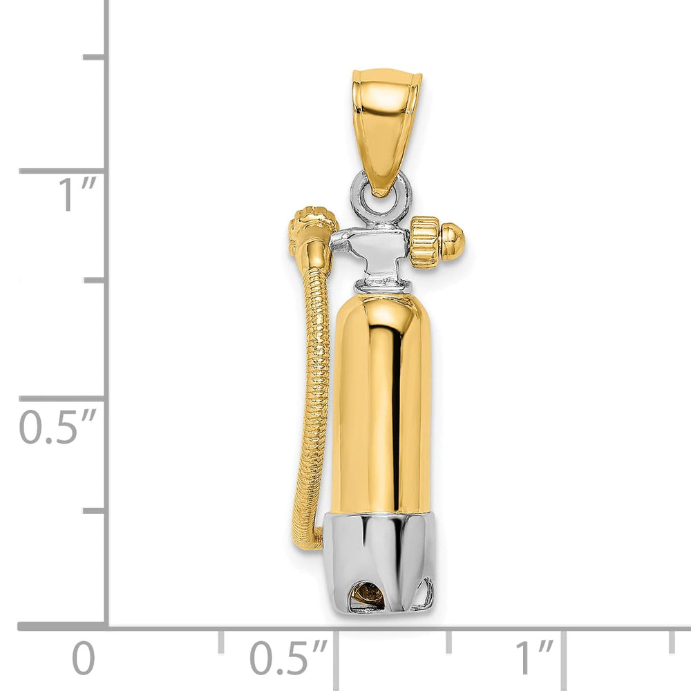 10K Yellow Gold 3-D Single Scuba Tank with Hose Charm