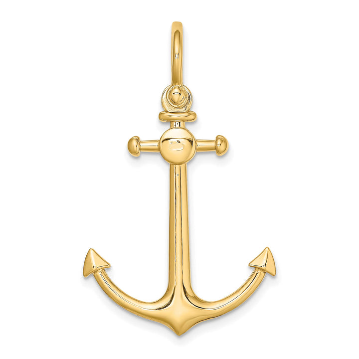 10K Yellow Gold 3-D Small Anchor with Shackle Bail Charm
