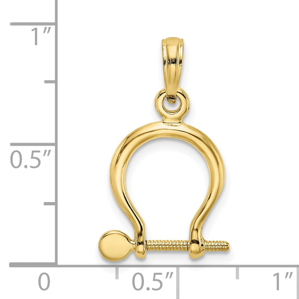 10K Yellow Gold 3-D Small Shackle Link Screw Charm