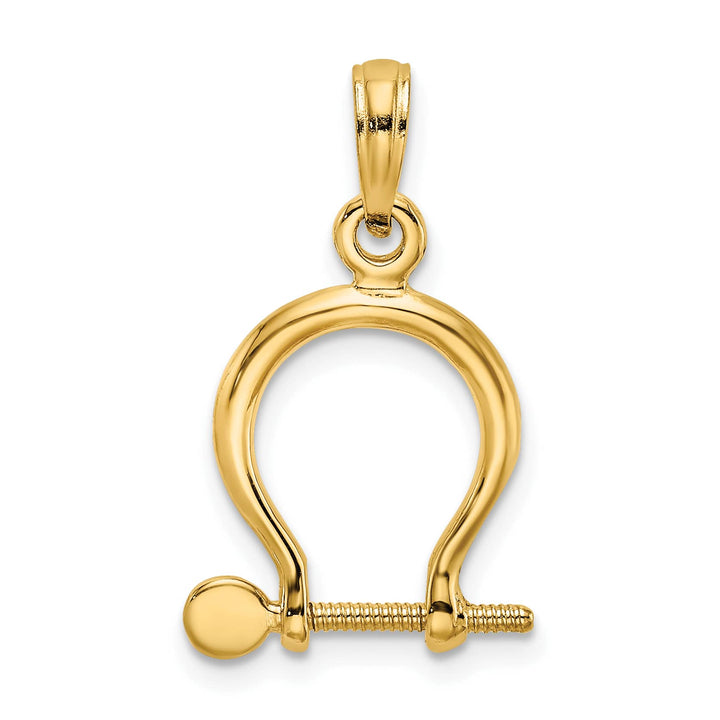 10K Yellow Gold 3-D Small Shackle Link Screw Charm