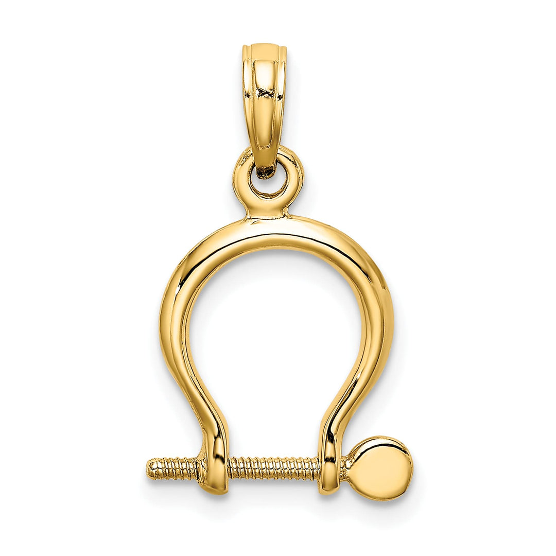 10K Yellow Gold 3-D Small Shackle Link Screw Charm