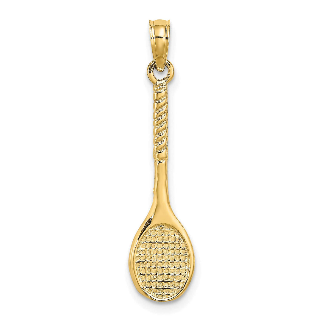 10K Yellow Gold 3-D Tennis Racquet Pendant