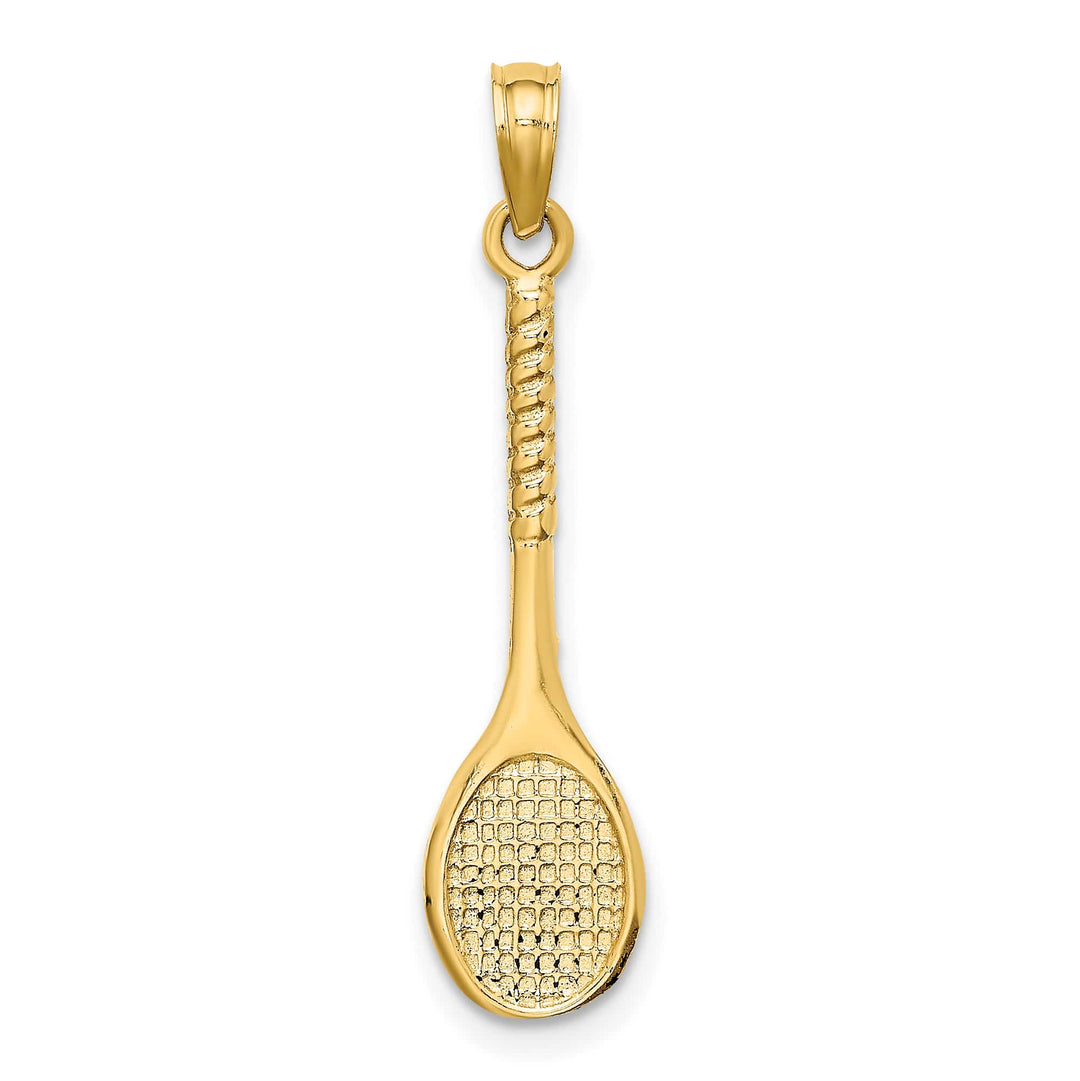 10K Yellow Gold 3-D Tennis Racquet Pendant