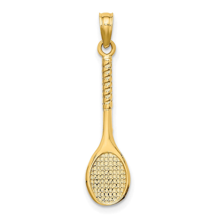 10K Yellow Gold 3-D Tennis Racquet Pendant