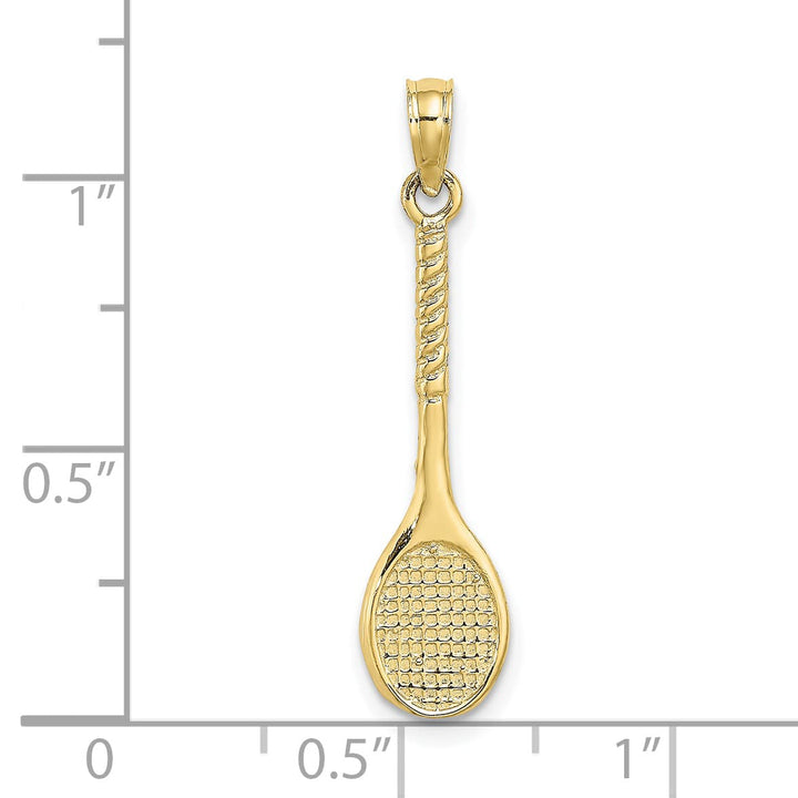 10K Yellow Gold 3-D Tennis Racquet Pendant