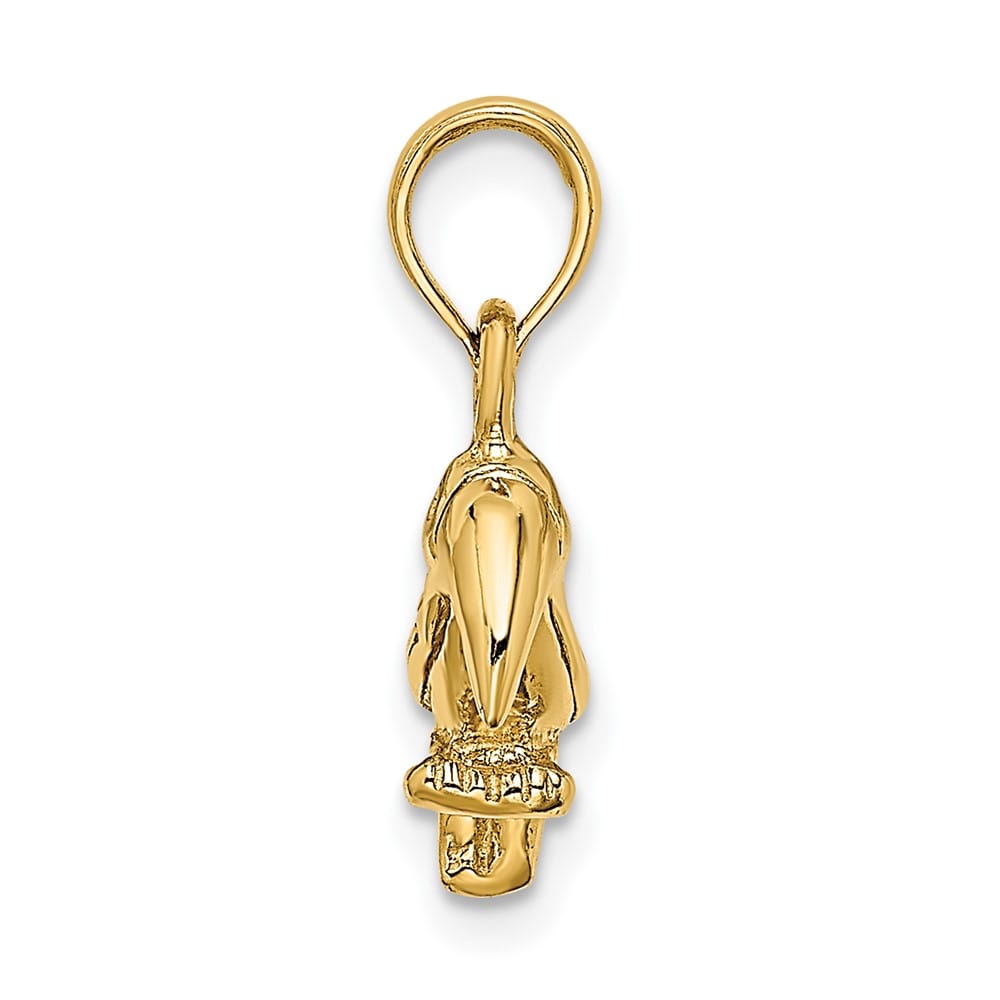 10K Yellow Gold 3-D Textured and Polished Medium Toucan Bird Charm