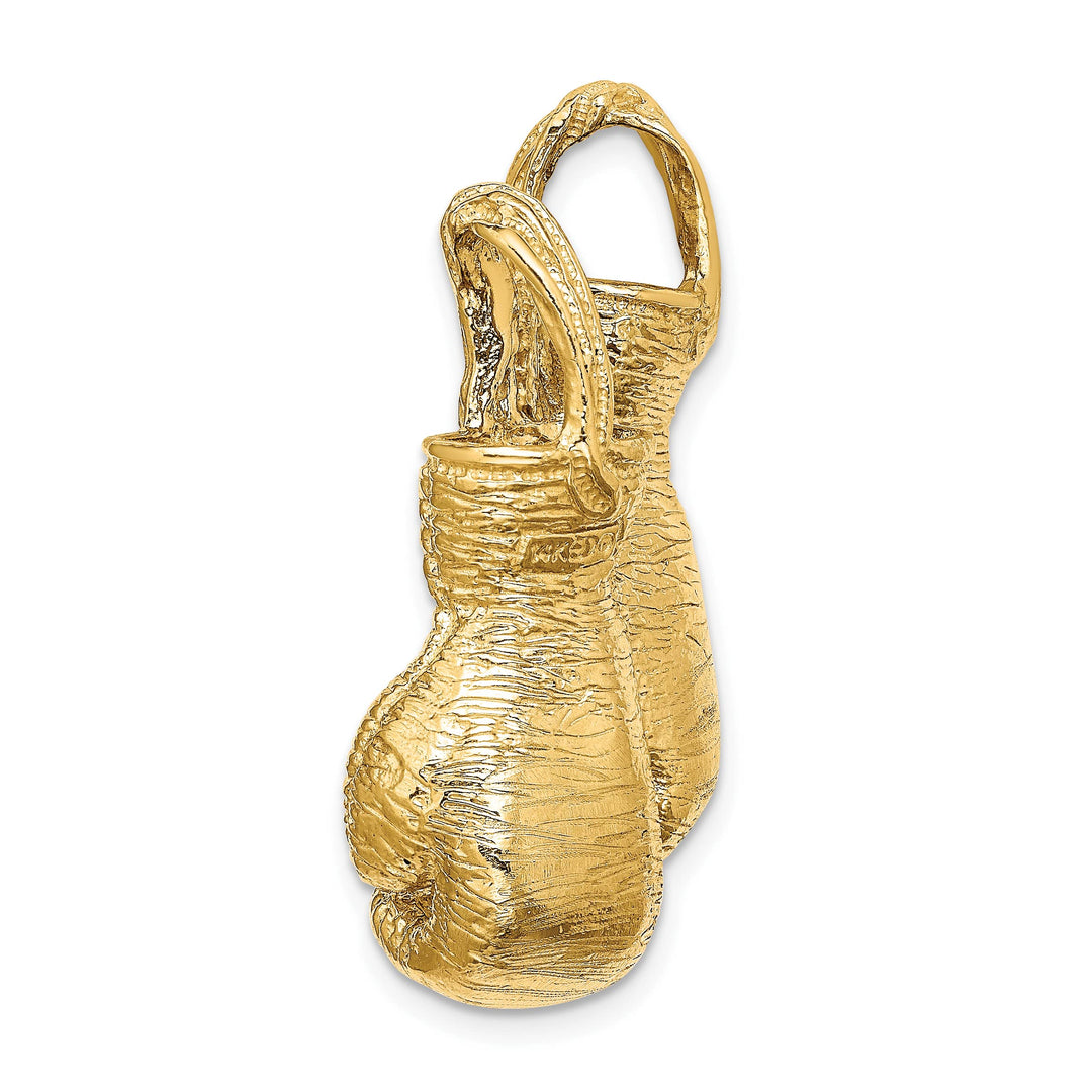 10K Yellow Gold 3-D Textured Double Boxing Gloves Charm