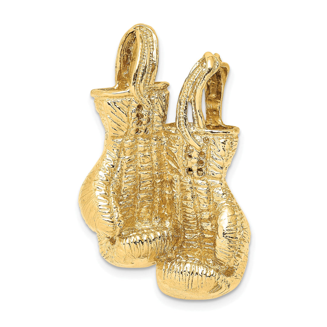 10K Yellow Gold 3-D Textured Double Boxing Gloves Charm