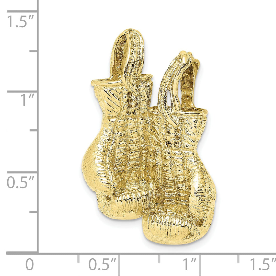 10K Yellow Gold 3-D Textured Double Boxing Gloves Charm
