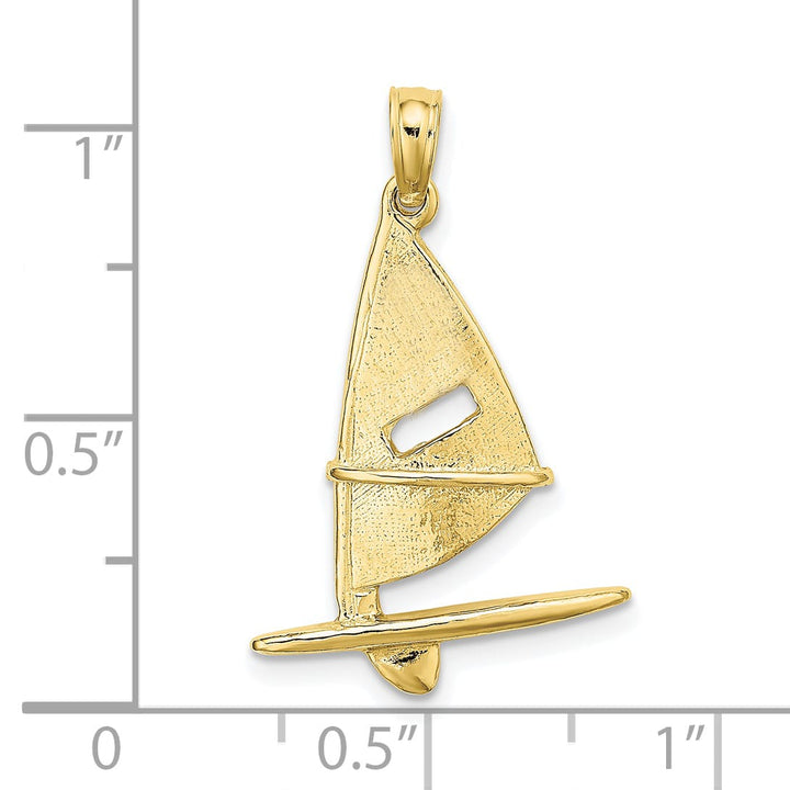 10K Yellow Gold 3-D Textured Windsail Surfing Board Charm