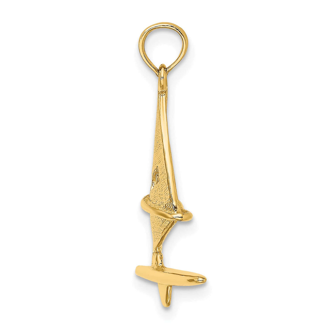 10K Yellow Gold 3-D Textured Windsail Surfing Board Charm
