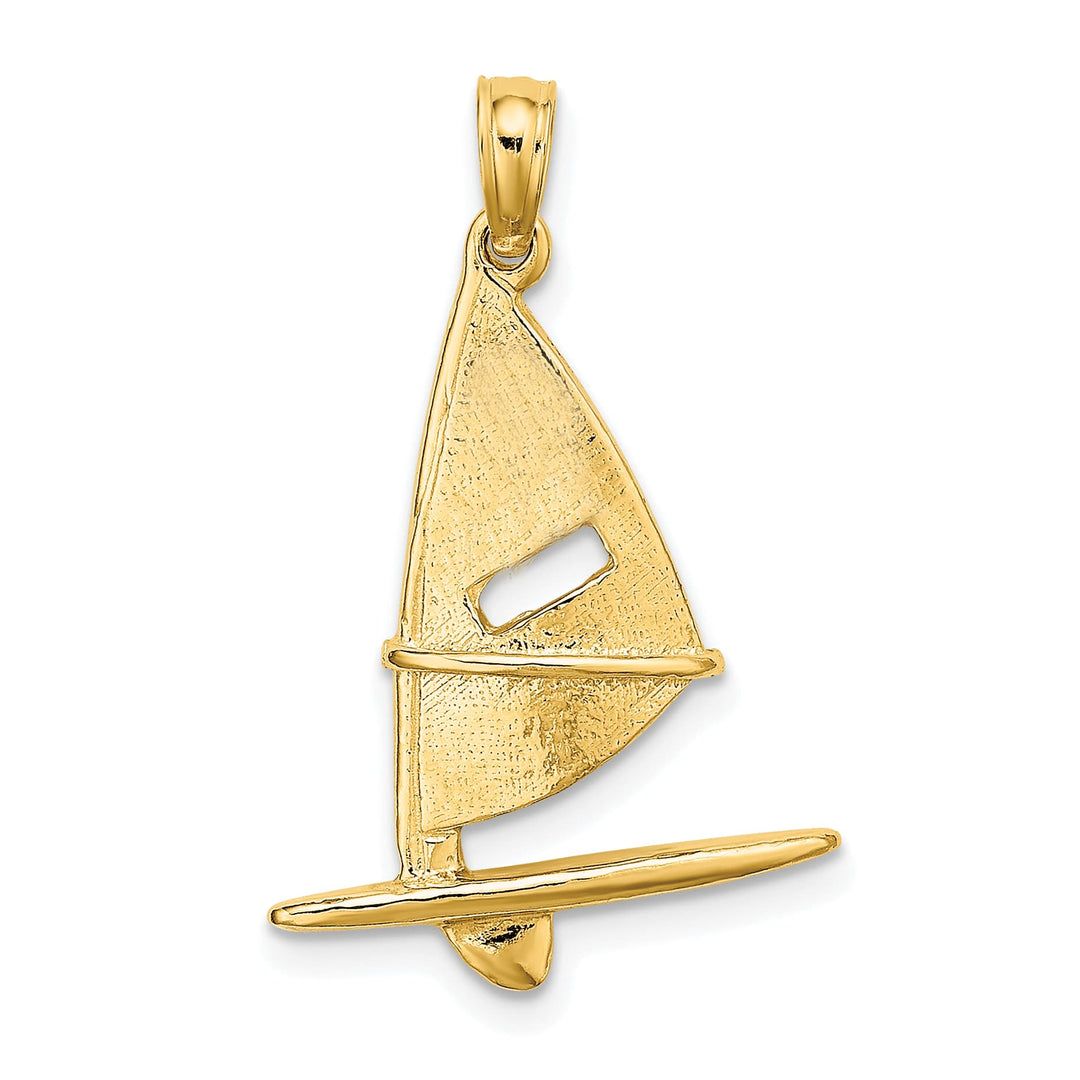 10K Yellow Gold 3-D Textured Windsail Surfing Board Charm