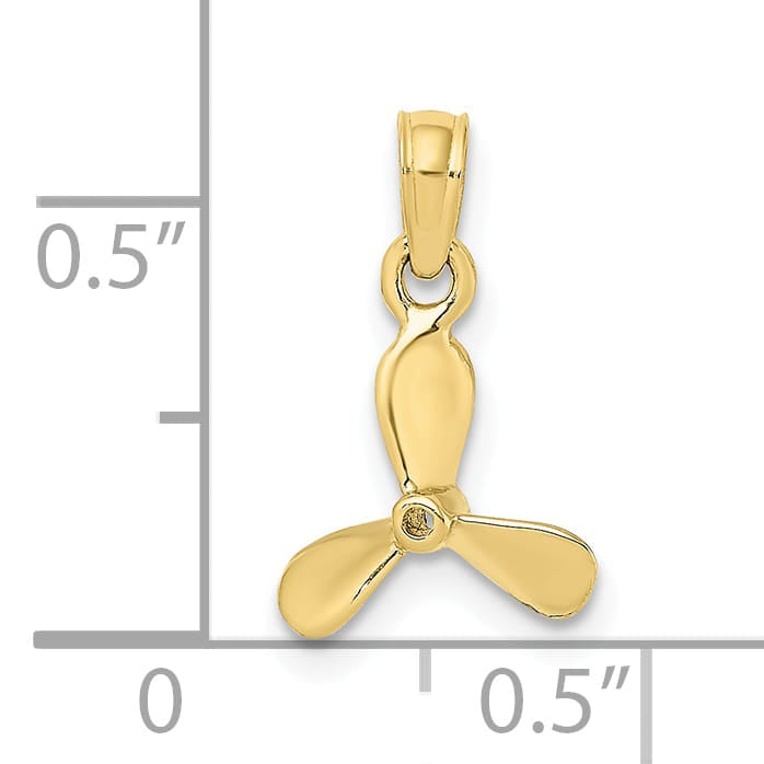 10K Yellow Gold 3-D with 3 Blades Propeller Charm, Small