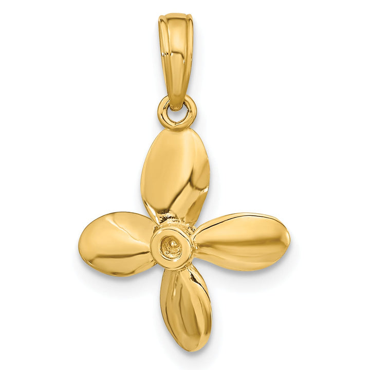10K Yellow Gold 3-D with 4 Blades Propeller Charm