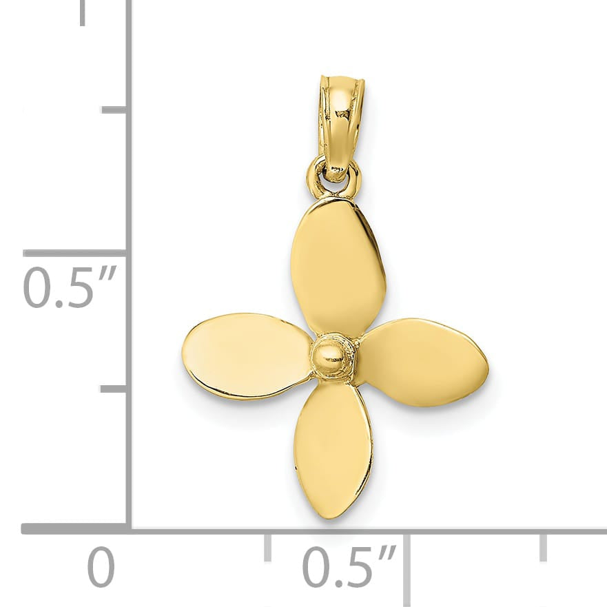 10K Yellow Gold 3-D with 4 Blades Propeller Charm