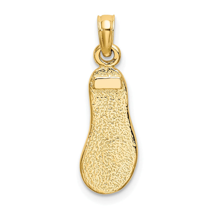 10K Yellow Gold 3-D with Green Enamel Single Flip-Flop Charm