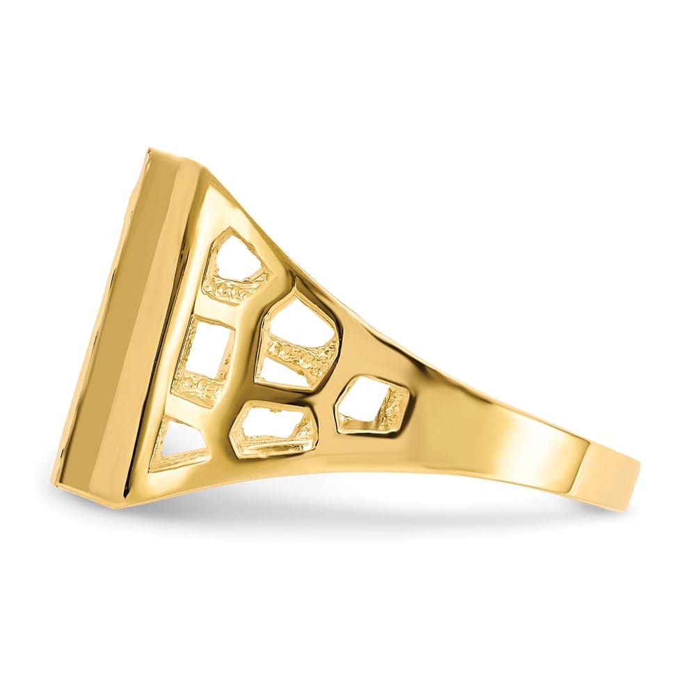 10k Yellow Gold 3 mm 14 mm Top CZ Men's Ring