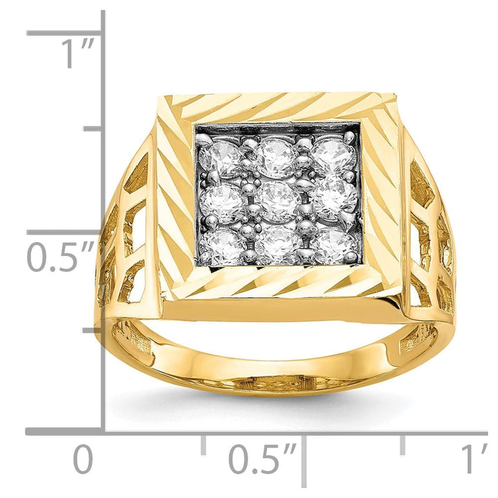 10k Yellow Gold 3 mm 14 mm Top CZ Men's Ring