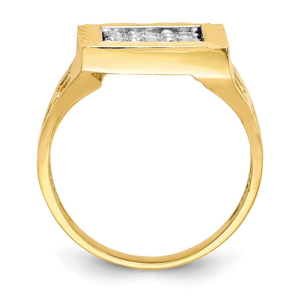 10k Yellow Gold 3 mm 14 mm Top CZ Men's Ring