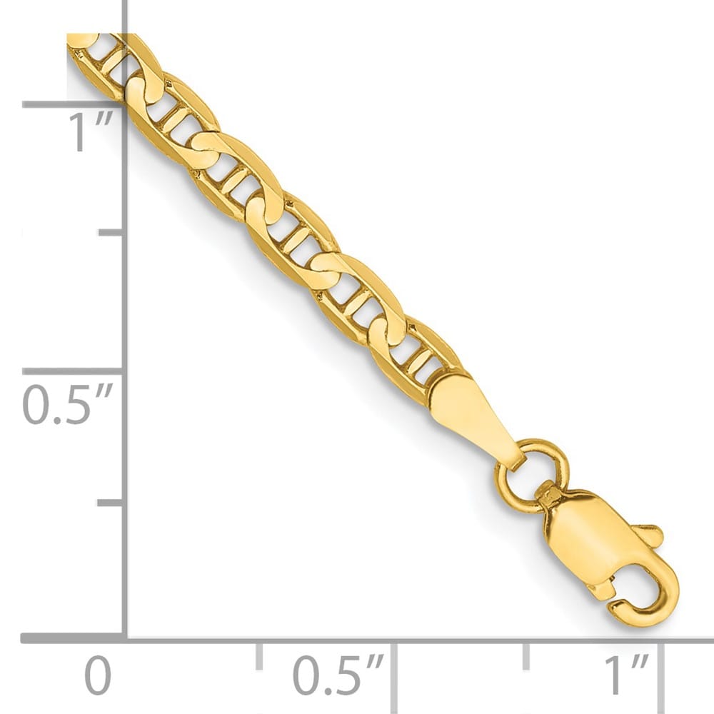 10K Yellow Gold 3 mm D.C. Concave Anchor Anklet