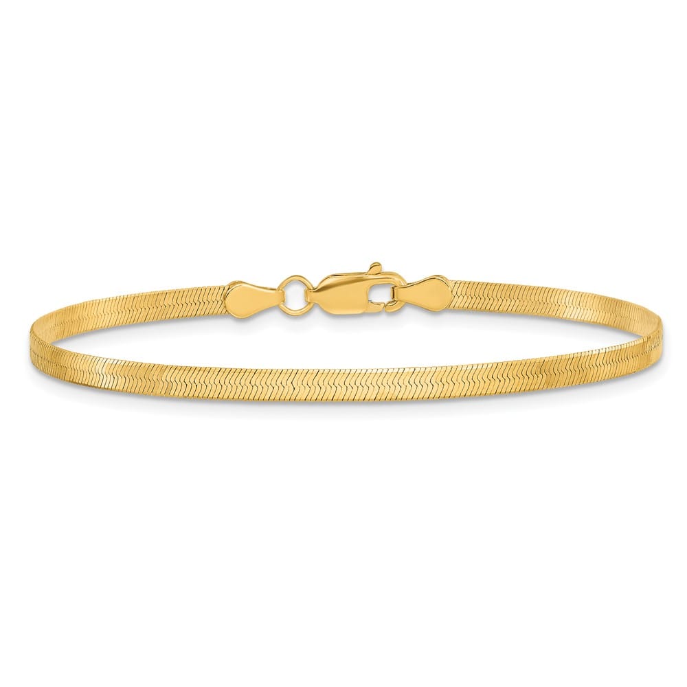 10K Yellow Gold 3 mm Silky Herringbone Anklet