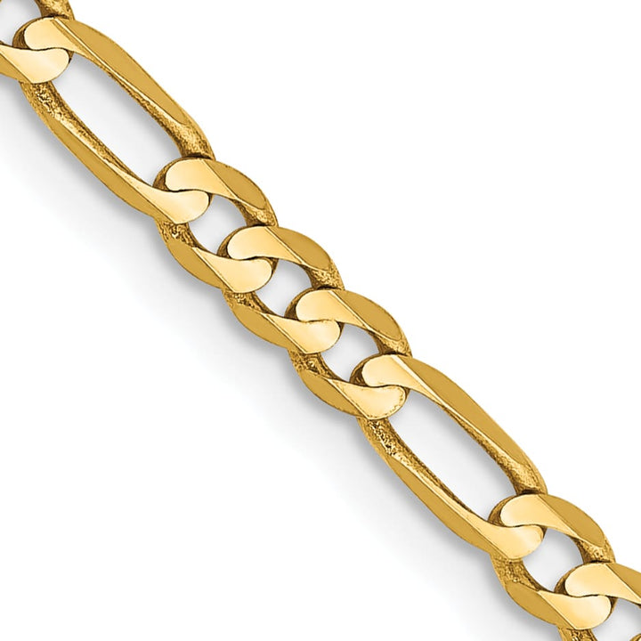 10K Yellow Gold 3mm Concave Figaro Chain 26 Inch