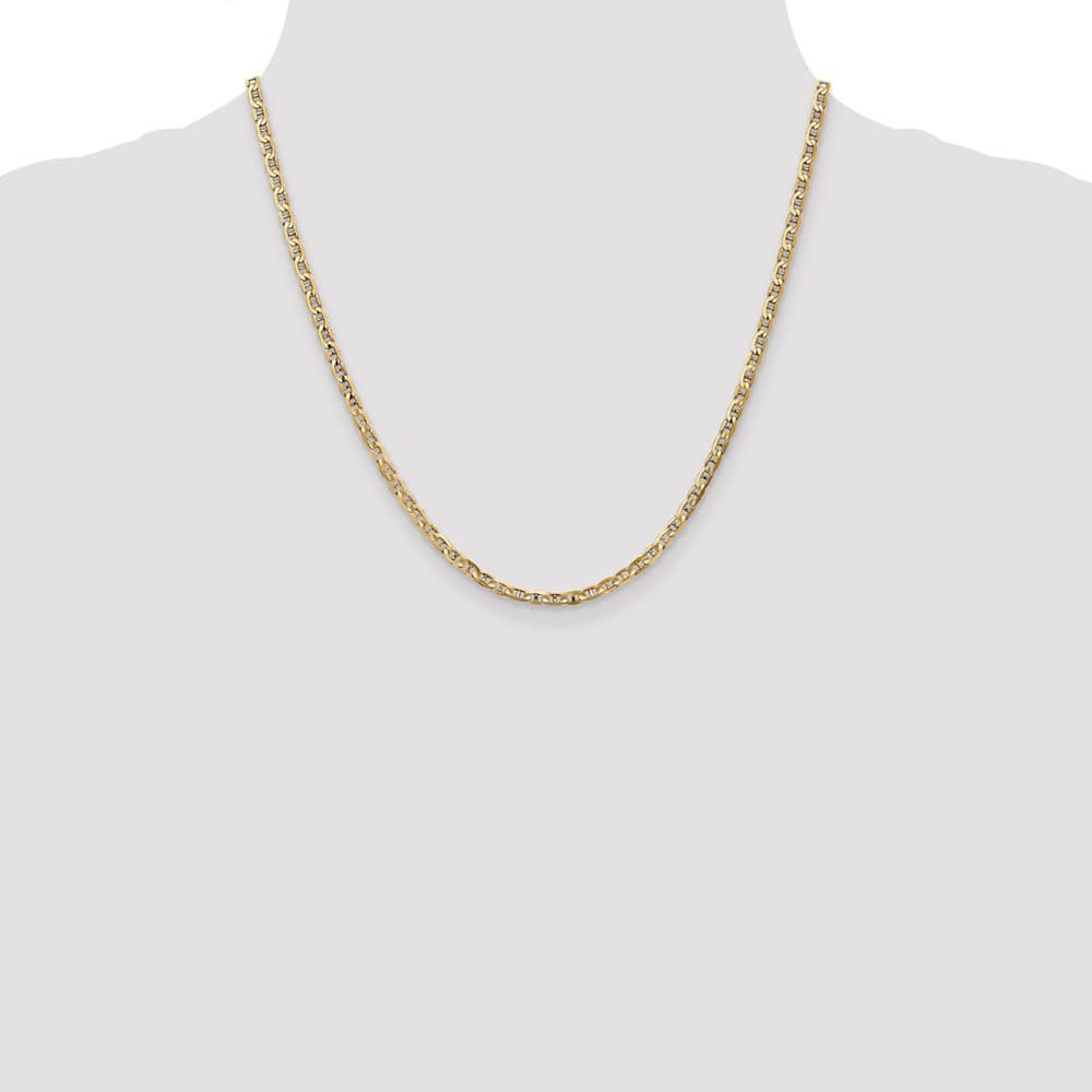 10K Yellow Gold 3mm D.C. Concave Anchor Chain