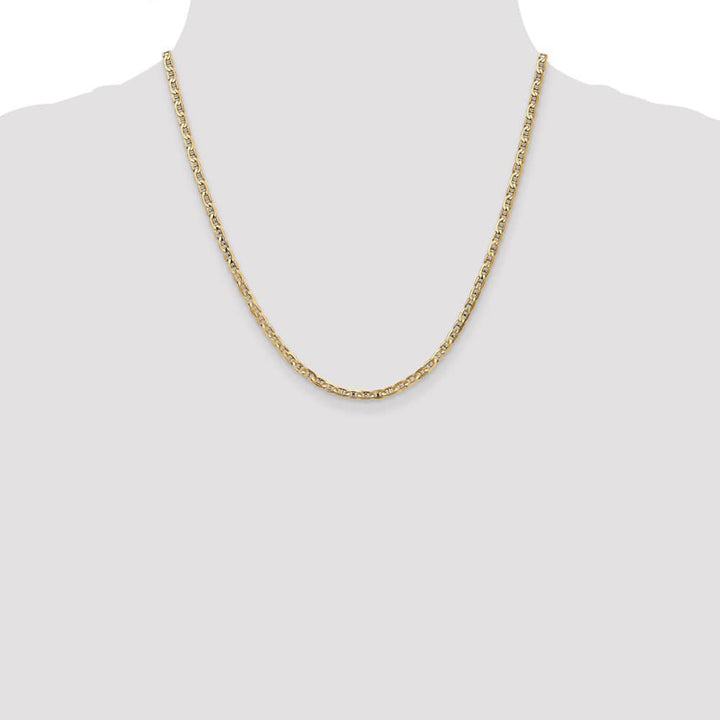 10K Yellow Gold 3mm D.C. Concave Anchor Chain