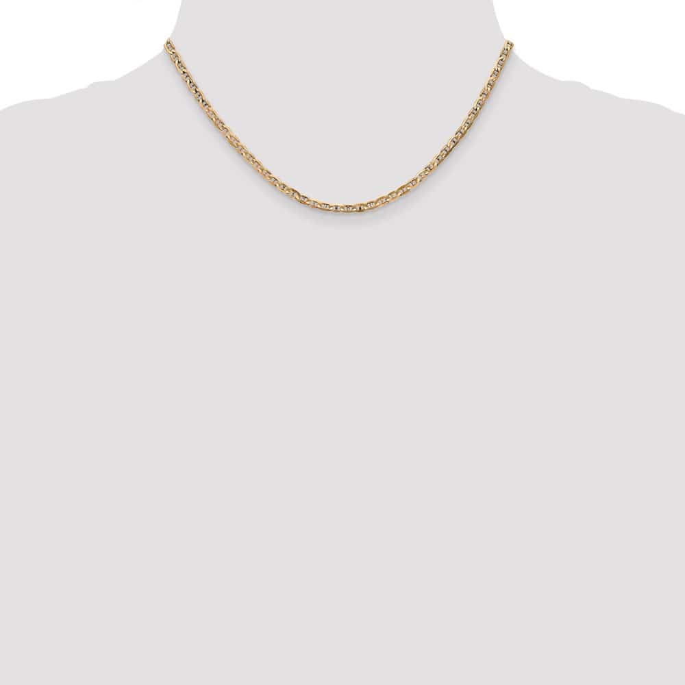 10K Yellow Gold 3mm D.C. Concave Anchor Chain Size 16