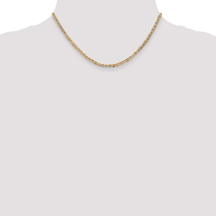 10K Yellow Gold 3mm D.C. Concave Anchor Chain Size 16