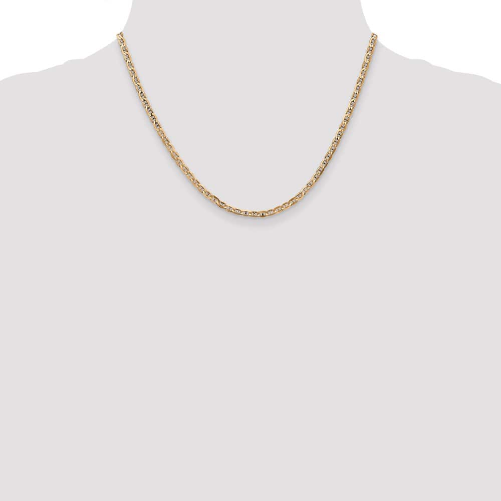 10K Yellow Gold 3mm D.C. Concave Anchor Chain Size 18
