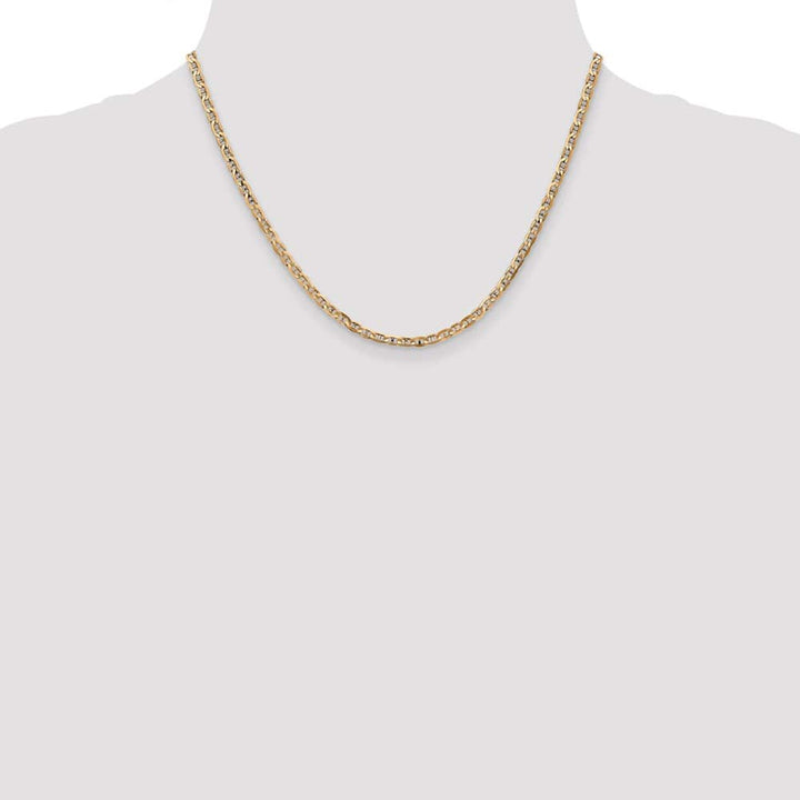 10K Yellow Gold 3mm D.C. Concave Anchor Chain Size 18