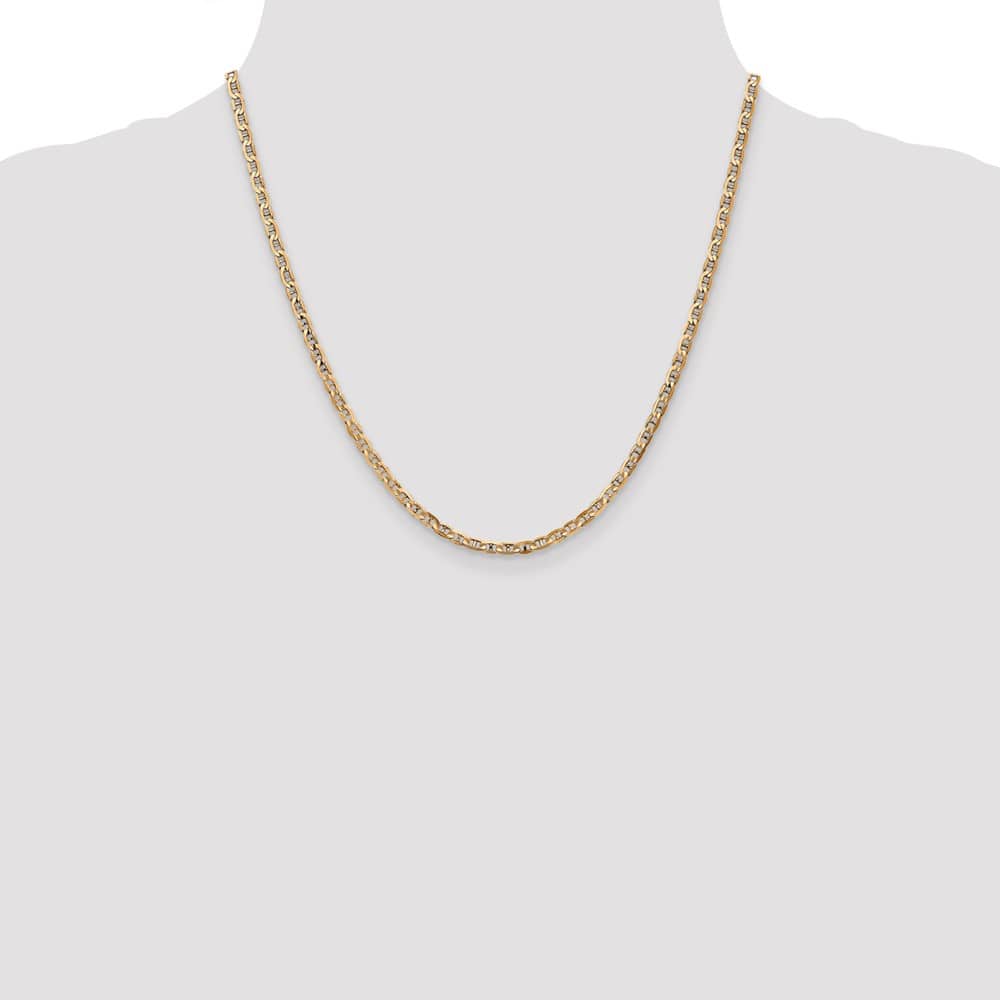 10K Yellow Gold 3mm D.C. Concave Anchor Chain Size 20