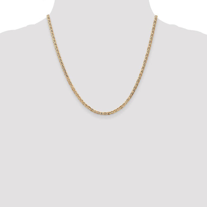 10K Yellow Gold 3mm D.C. Concave Anchor Chain Size 20