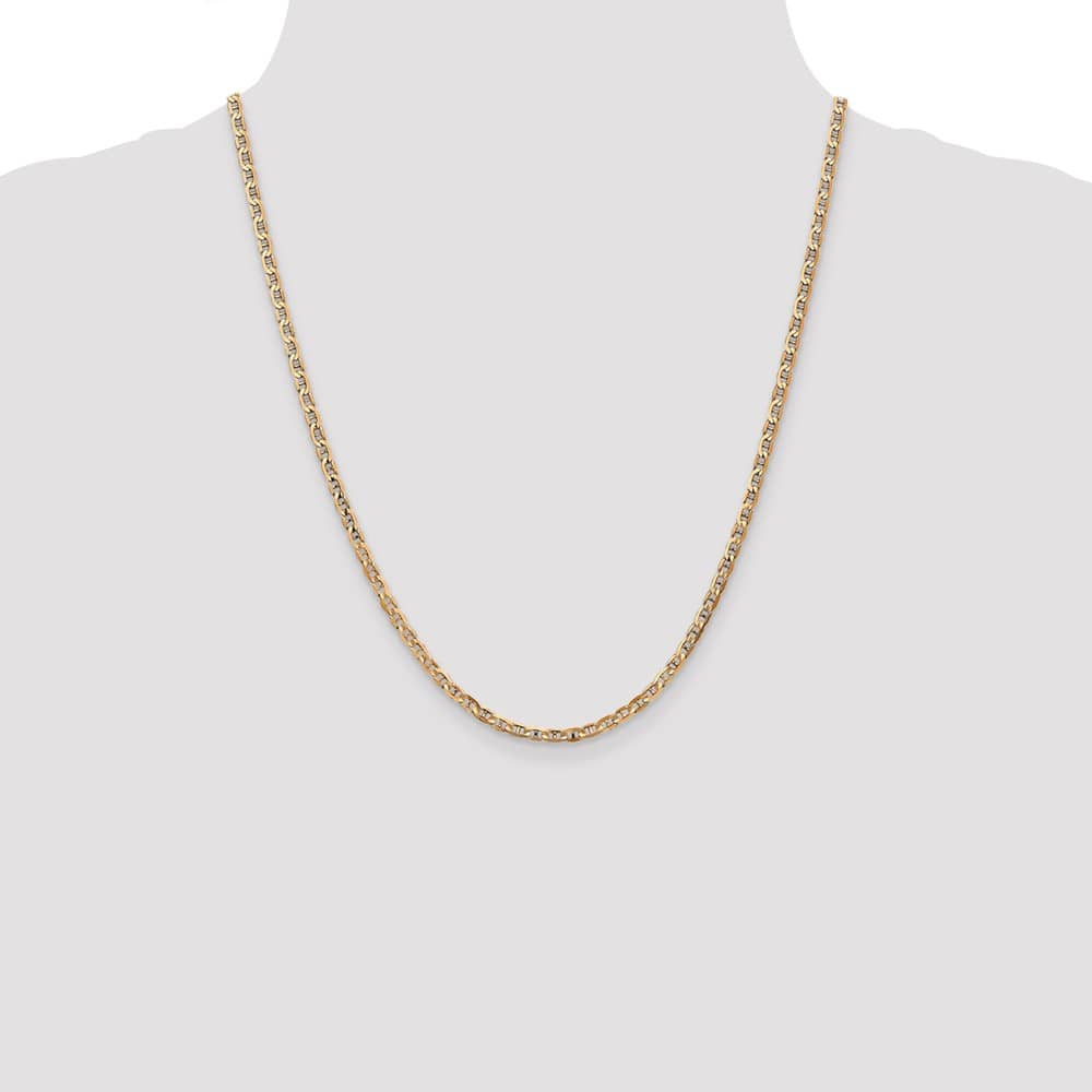 10K Yellow Gold 3mm D.C. Concave Anchor Chain Size 22