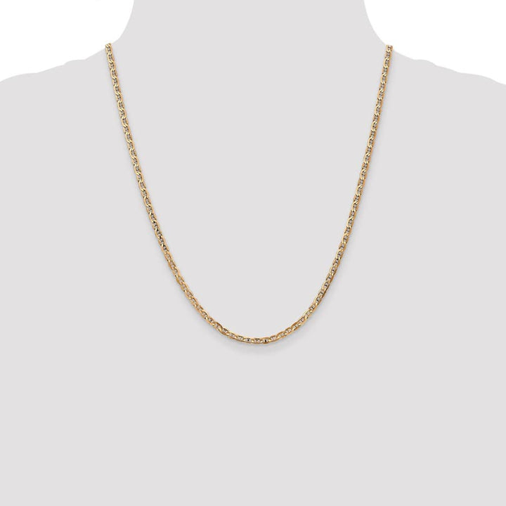 10K Yellow Gold 3mm D.C. Concave Anchor Chain Size 22