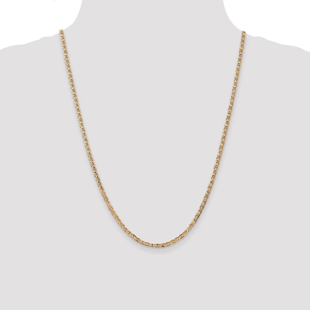 10K Yellow Gold 3mm D.C. Concave Anchor Chain Size 24