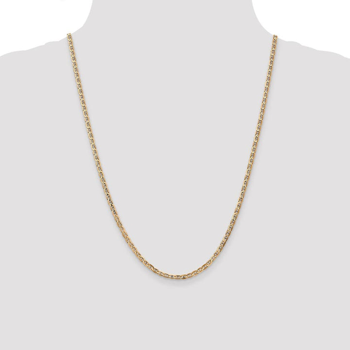 10K Yellow Gold 3mm D.C. Concave Anchor Chain Size 24