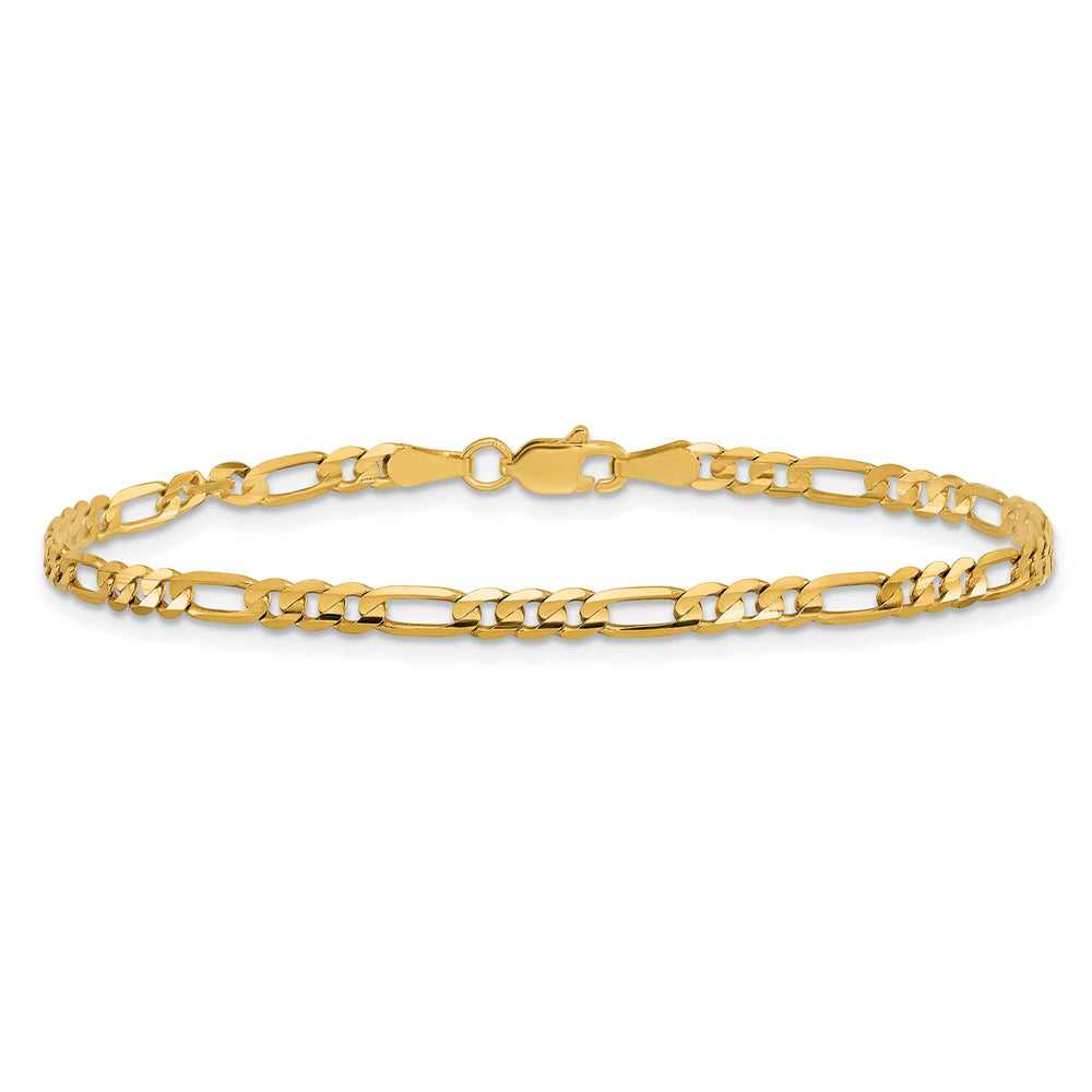 10K Yellow Gold 3mm Flat Figaro Chain Bracelet 6 Inch