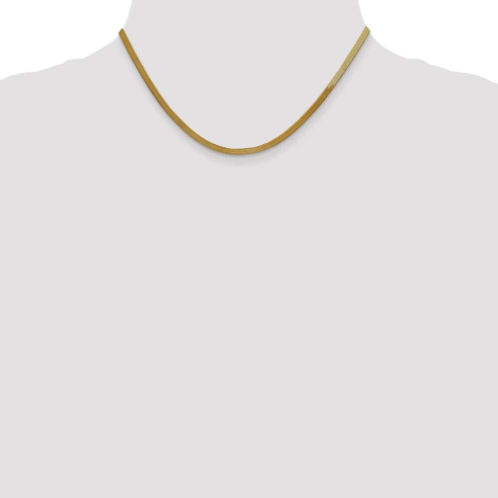 10K Yellow Gold 3mm Silky Herringbone Chain Size 16