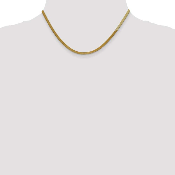 10K Yellow Gold 3mm Silky Herringbone Chain Size 16