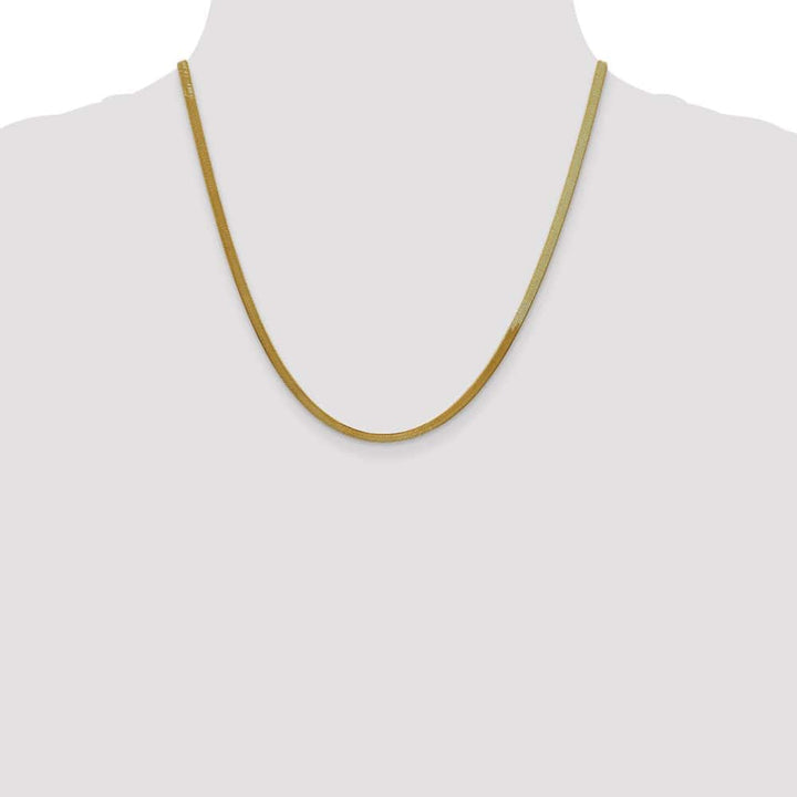 10K Yellow Gold 3mm Silky Herringbone Chain Size 20